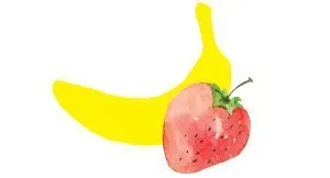 Pillars packaging illustration of strawberry & banana