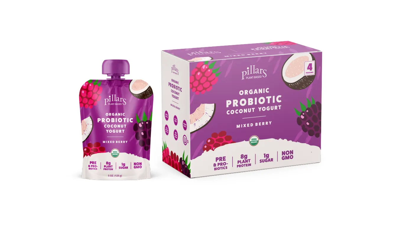 Pillars mixed berry drinkable yogurt bottle and multipack concept