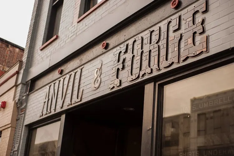 Anvil & Forge lettering on the downtown Springfield building